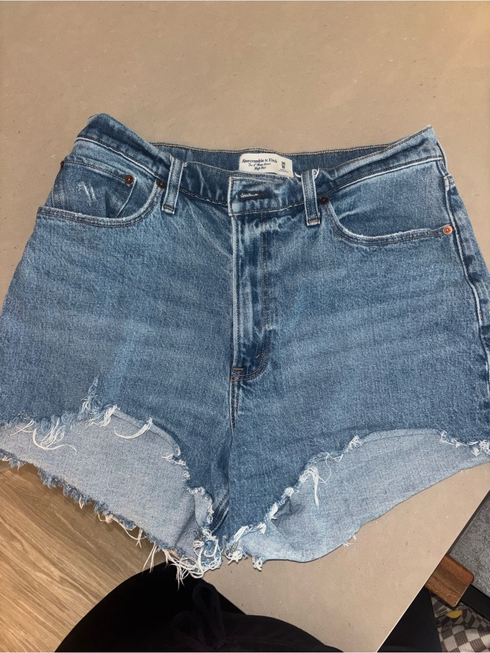 Abercrombie & Fitch Distressed Light Blue Denim Shorts